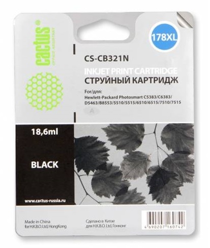 Картридж для принтера и МФУ Cactus CS-CB321N №178XL черный